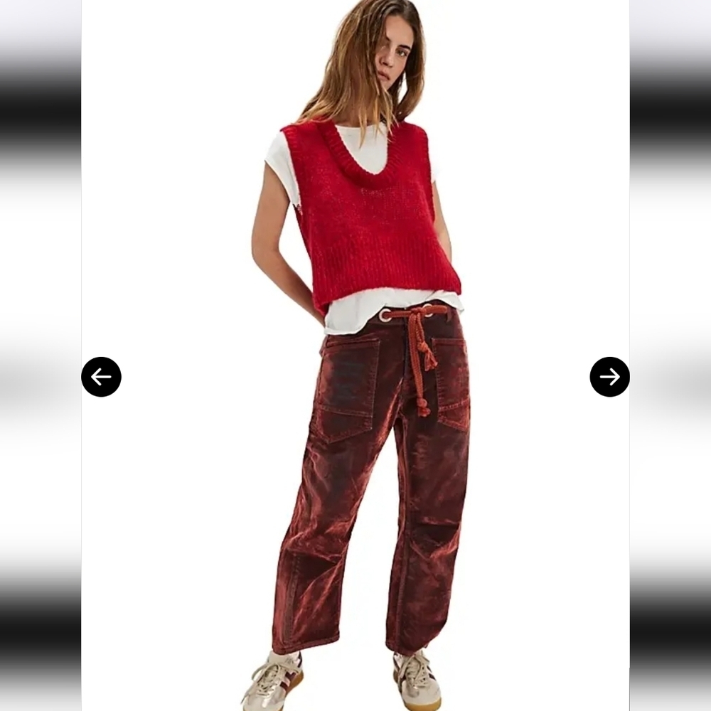 We The Free NWTs Moxie Flocked Pull-On Barrel Jeans - Picture 8 of 9